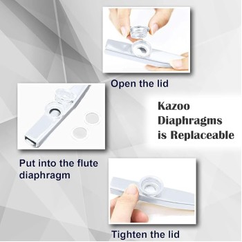 Juarez Kazoo Silver Aluminum Alloy with Five Membrane Flute Diaphragm Mouth Kazoos Musical Instruments JRKZ100 Juarez Kazoo Silver Aluminum Alloy with Five Membrane Flute Diaphragm Mouth Kazoos Musical Instruments JRKZ100