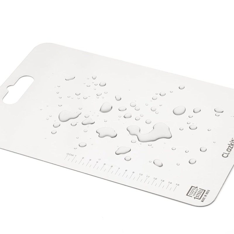 Clazkit Stainless Steel Chopping Board Vegetable,Fruit Cutting, Kneeding, Cake Prep, Heavy Duty Chopping-Board (Size 31.8CM X 21CM) Clazkit Stainless Steel Chopping Board Vegetable,Fruit Cutting, Kneeding, Cake Prep, Heavy Duty Chopping-Board (Size 31.8CM X 21CM)