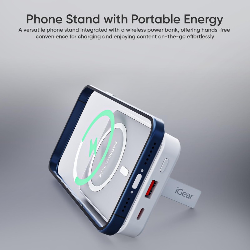 (Refurbished) iGear MagCharge Plus: 10000mAh Magsafe Power Bank, 15W Wireless/22.5W Wired Charging, Digital Display, Type-C Input & Output, Magnetic Ring for Android Phones, Phone Stand, Support iPhone 12 & Above (Refurbished) iGear MagCharge Plus: 10000mAh Magsafe Power Bank, 15W Wireless/22.5W Wired Charging, Digital Display, Type-C Input & Output, Magnetic Ring for Android Phones, Phone Stand, Support iPhone 12 & Above