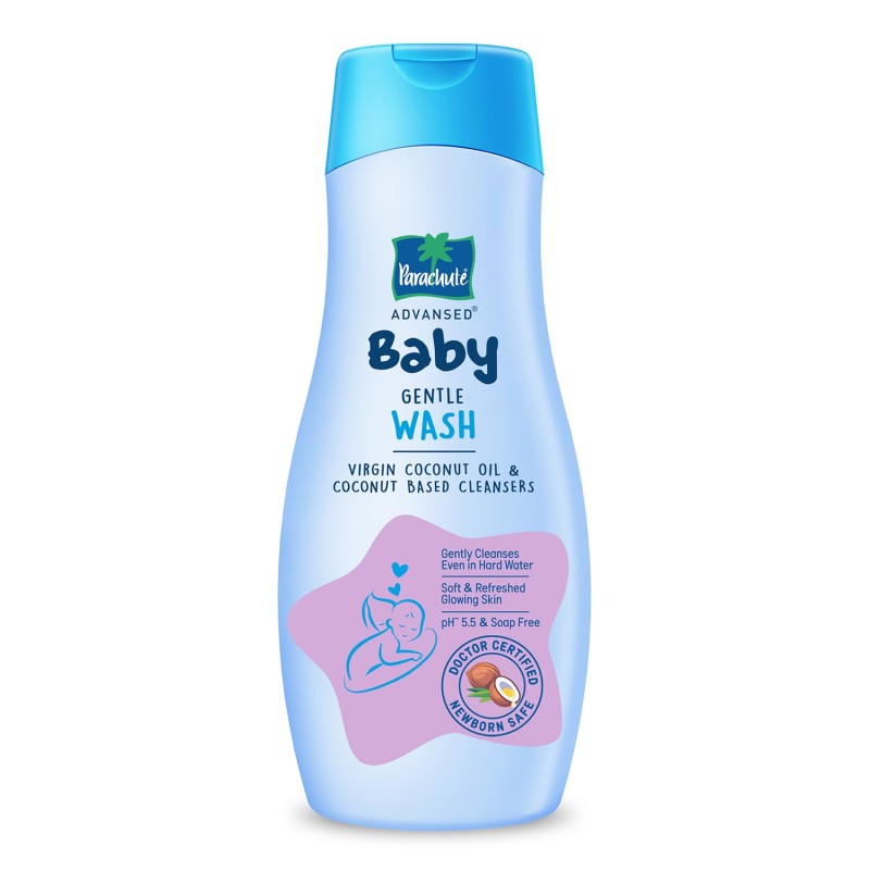 Parachute Advansed Baby Gentle Wash for New Born | Enriched with Virgin Coconut Oil | Gently cleanses in Hard water | Doctor certified | 410 ML