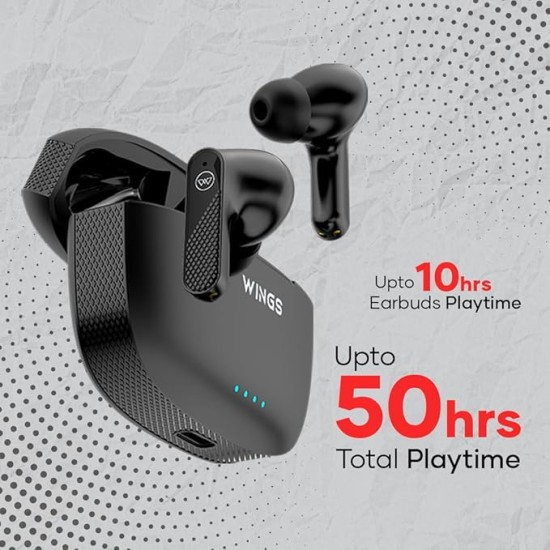 Wings Flobuds 400 Made In India High Fidelity Lifestyle Earbuds,Wireless Bluetooth 5.3,50 Hrs Playtime With 10 Hours Earbuds Playtime,Best Earbuds With Smart Enc,Low Latency 40Ms,Touch Controls-In Ear