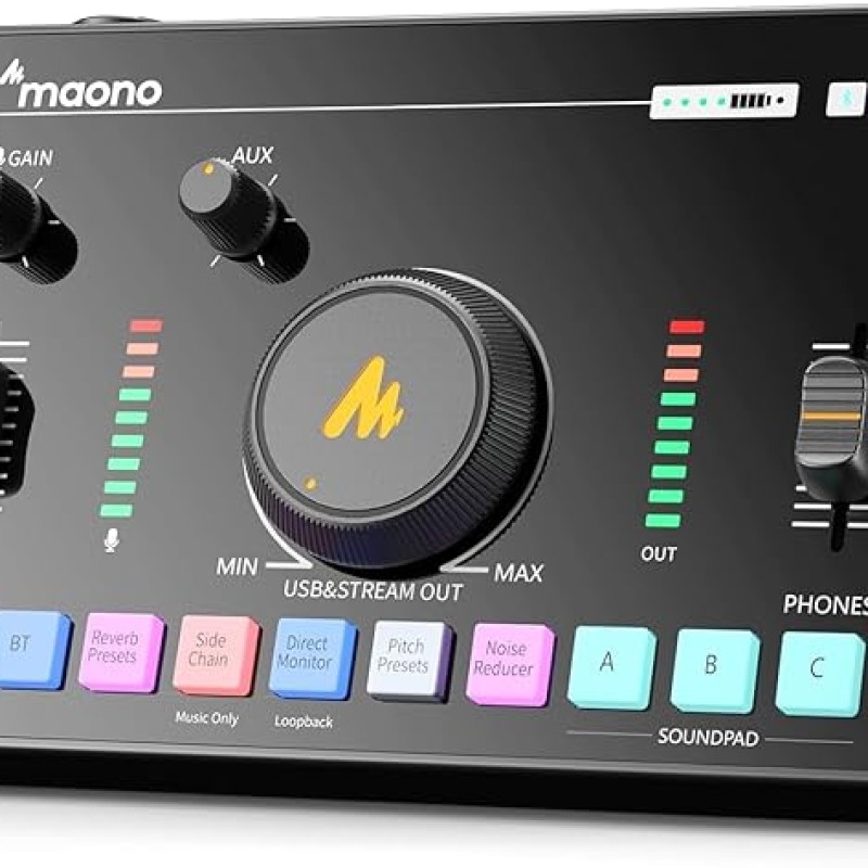 MAONO Audio Interface for Recording Studio, Audio Mixer with Noise Reduction, Pro-preamp, 48V Phantom Power, Special Effects, 8H Battery, Monitoring for Podcast Recording, Streaming, Singing-AMC2 NEO MAONO Audio Interface for Recording Studio, Audio Mixer with Noise Reduction, Pro-preamp, 48V Phantom Power, Special Effects, 8H Battery, Monitoring for Podcast Recording, Streaming, Singing-AMC2 NEO
