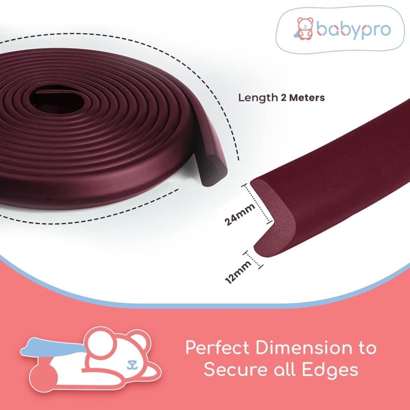 BabyPro BabyProofing Edge Guard (12mm, Pack of 1) with Strong Adhesive Tape by Certified Professional Childproofer, 2 Meter Long for Furniture Corner BabyPro BabyProofing Edge Guard (12mm, Pack of 1) with Strong Adhesive Tape by Certified Professional Childproofer, 2 Meter Long for Furniture Corner