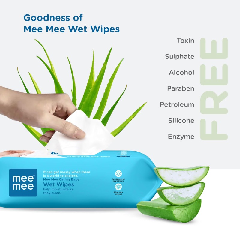 Mee Mee Soft Gentle Baby Wet Wipes (72 Wipes) Pack of 6 | Infused with Aloe Vera and Vitamin E | Paraben & Sulfate Free | Cleansing Wipes | Wipes Combo for Babies Mee Mee Soft Gentle Baby Wet Wipes (72 Wipes) Pack of 6 | Infused with Aloe Vera and Vitamin E | Paraben & Sulfate Free | Cleansing Wipes | Wipes Combo for Babies