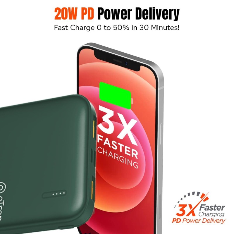 (Refurbished) pTron Dynamo 10000mAh 22.5W Power Bank Supports VOOC/Wrap/Dash USB Charging, 20W PD Fast Charging, 3 Output, 2 Input Ports Type-C/PD & Micro USB & Multiple Layers of Protection (Blue)