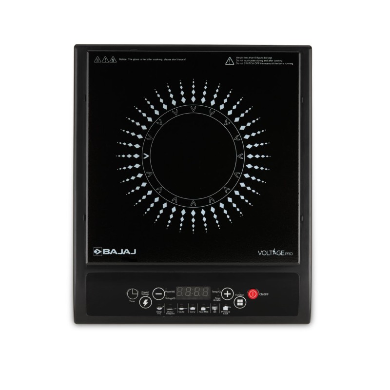 Bajaj Splendid 120TS 1200 Watts Induction Cooktop With Tact Switch | Stove Comes With 7 Pre-Set Menus | Digital Led Display | 1 Year Warranty | Black and White