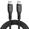 Portronics Konnect 240C 240W Futuristic Unbreakable Nylon Braided Type C Fast Charging Cable 1.2M Long, Supports Laptop and All C Smartphones and Devices (Black)