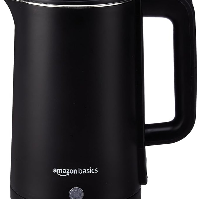 amazon basics 1.5 Liter Cool Touch Electric Kettle|1500 Watt|Stainless Steel Body|Auto Cut-Off|Triple Safety Protection(Black) amazon basics 1.5 Liter Cool Touch Electric Kettle|1500 Watt|Stainless Steel Body|Auto Cut-Off|Triple Safety Protection(Black)