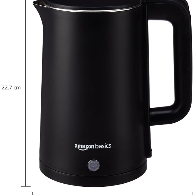 amazon basics 1.5 Liter Cool Touch Electric Kettle|1500 Watt|Stainless Steel Body|Auto Cut-Off|Triple Safety Protection(Black) amazon basics 1.5 Liter Cool Touch Electric Kettle|1500 Watt|Stainless Steel Body|Auto Cut-Off|Triple Safety Protection(Black)