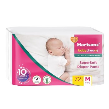 Morisons* babydreams THE CHOICE OF SMART MUMS Baby Super Soft Diaper Pants Medium - M (72 Pieces), 1 count