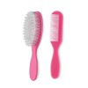 Vega Baby & Mom Comb & Brush Set - Pink | Crafted for Delicate Baby Scalp| Detangle Baby Hair Easily | Ultra Soft Nylon Bristle| Rount Tippped Tooth |Scalp Massage and Stimulation, (VBGA3-04)