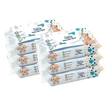 Jr. Sr. Baby Wipes with Aloe Vera, Vitamin E and Chamomile Oil | Pack of 6 | 480 Sheets