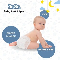 Jr. Sr. Baby Wipes with Aloe Vera, Vitamin E & Chamomile Oil | Pack of 3 | 240 Sheets