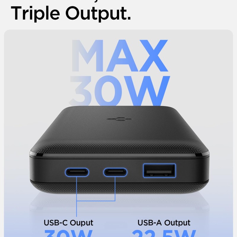 (Refurbished) Spigen ArcPack 20000mAh Power Bank, PD3.0, PPS, Fast Charging, 30.0W Max Output, 2 Type-C Ports, 1 USB-A Port - (ABS+PC, Black) (Refurbished) Spigen ArcPack 20000mAh Power Bank, PD3.0, PPS, Fast Charging, 30.0W Max Output, 2 Type-C Ports, 1 USB-A Port - (ABS+PC, Black)