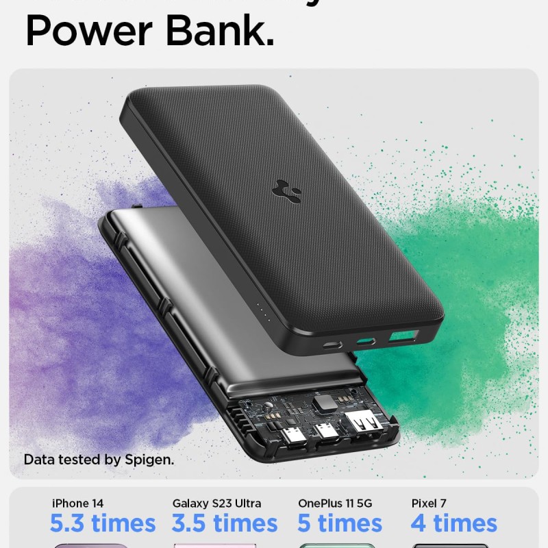 (Refurbished) Spigen ArcPack 20000mAh Power Bank, PD3.0, PPS, Fast Charging, 30.0W Max Output, 2 Type-C Ports, 1 USB-A Port - (ABS+PC, Black) (Refurbished) Spigen ArcPack 20000mAh Power Bank, PD3.0, PPS, Fast Charging, 30.0W Max Output, 2 Type-C Ports, 1 USB-A Port - (ABS+PC, Black)
