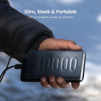 (Refurbished) Ambrane 10000mAh Slim Power Bank, 20W Fast Charging, Dual Output, Type C PD (Input & Output), Quick Charge, Li-Polymer, Multi-Layer Protection for iPhone, Anrdoid & Other Devices (Stylo 10K, Black) (Refurbished) Ambrane 10000mAh Slim Power Bank, 20W Fast Charging, Dual Output, Type C PD (Input & Output), Quick Charge, Li-Polymer, Multi-Layer Protection for iPhone, Anrdoid & Other Devices (Stylo 10K, Black)