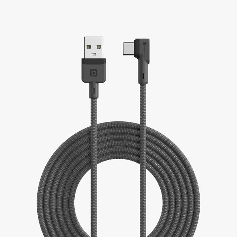 Portronics Konnect L Fast Charging 3A Type-C Cable 2 Meter with Charge & Sync Function for All Type-C Devices (Grey)
