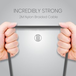 Portronics Konnect L Fast Charging 3A Type-C Cable 2 Meter with Charge & Sync Function for All Type-C Devices (Grey)