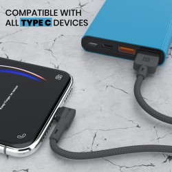 Portronics Konnect L Fast Charging 3A Type-C Cable 2 Meter with Charge & Sync Function for All Type-C Devices (Grey)