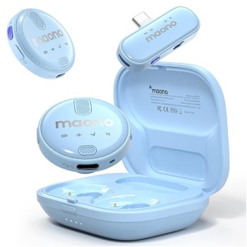 MAONO Wireless Collar Mic for YouTube PC and Type C Mobile, Noise Cancellation Lapel mic with 6H Battery, 100m Transmission, Gain, Mute, Monitoring for YouTube, Vlogging, Podcasting