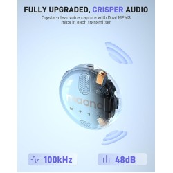 MAONO Wireless Collar Mic for YouTube PC and Type C Mobile, Noise Cancellation Lapel mic with 6H Battery, 100m Transmission, Gain, Mute, Monitoring for YouTube, Vlogging, Podcasting
