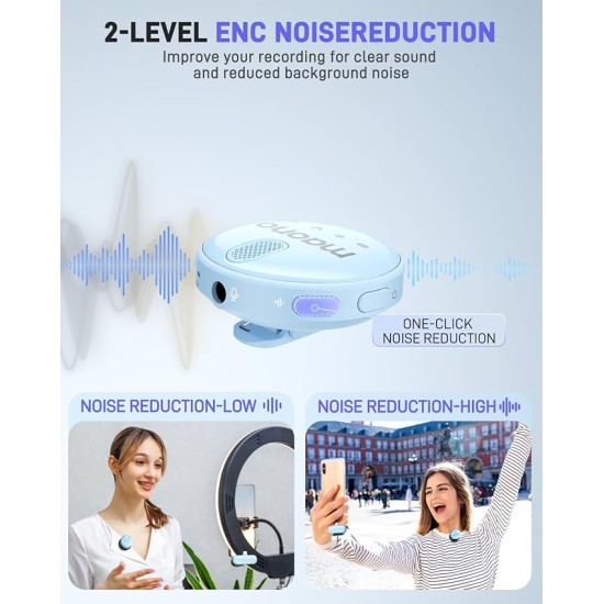 MAONO Wireless Collar Mic for YouTube PC and Type C Mobile, Noise Cancellation Lapel mic with 6H Battery, 100m Transmission, Gain, Mute, Monitoring for YouTube, Vlogging, Podcasting