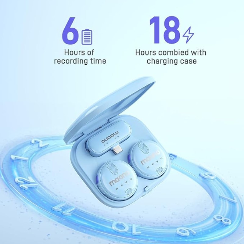 MAONO Wireless Collar Mic for YouTube PC and Type C Mobile, Noise Cancellation Lapel mic with 6H Battery, 100m Transmission, Gain, Mute, Monitoring for YouTube, Vlogging, Podcasting MAONO Wireless Collar Mic for YouTube PC and Type C Mobile, Noise Cancellation Lapel mic with 6H Battery, 100m Transmission, Gain, Mute, Monitoring for YouTube, Vlogging, Podcasting