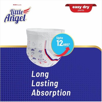 Little Angel Baby Easy Dry Diaper Pants With 12 Hrs Absorption Medium (M) Size 74 Count, 7-12 Kgs - M (74 Pieces)
