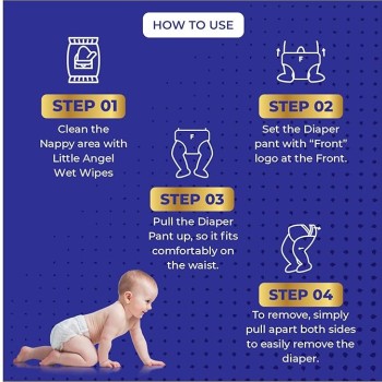 Little Angel Baby Easy Dry Diaper Pants With 12 Hrs Absorption Large Size, 9-14 Kgs - L (62 Pieces) Little Angel Baby Easy Dry Diaper Pants With 12 Hrs Absorption Large Size, 9-14 Kgs - L (62 Pieces)