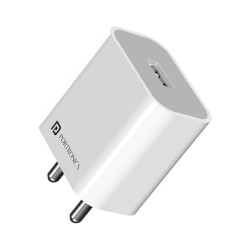 Portronics Adapto 12 C 2.4A 12W Fast Wall Charger with 1M Type C Charging Cable for iPhone 11/Xs/XS Max/XR/X/8/7/6/Plus, iPad Pro/Air 2/Mini 3/Mini 4, Samsung S4/S5, and More(White)