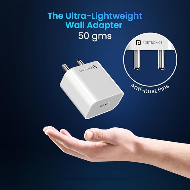 Portronics Adapto 12 C 2.4A 12W Fast Wall Charger with 1M Type C Charging Cable for iPhone 11/Xs/XS Max/XR/X/8/7/6/Plus, iPad Pro/Air 2/Mini 3/Mini 4, Samsung S4/S5, and More(White) Portronics Adapto 12 C 2.4A 12W Fast Wall Charger with 1M Type C Charging Cable for iPhone 11/Xs/XS Max/XR/X/8/7/6/Plus, iPad Pro/Air 2/Mini 3/Mini 4, Samsung S4/S5, and More(White)