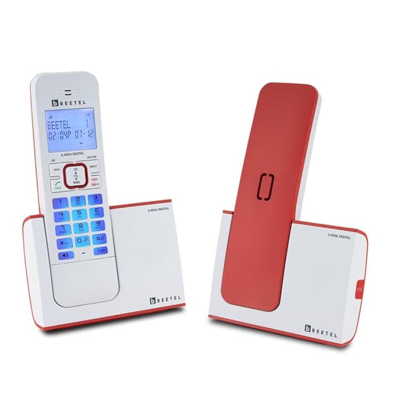 Beetel X75 2.4Ghz Cordless Landline Phone,Dual Mode DTMF/FSK,1 Line 7segment LCD Display & Blue LED Backlit,Illuminated Keypad,2 Way Speaker Phone,6 Step Ringer Volume Control(Red/White)(X75) Beetel X75 2.4Ghz Cordless Landline Phone,Dual Mode DTMF/FSK,1 Line 7segment LCD Display & Blue LED Backlit,Illuminated Keypad,2 Way Speaker Phone,6 Step Ringer Volume Control(Red/White)(X75)