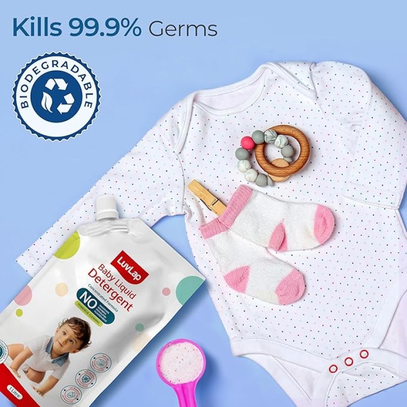 LuvLap Baby Laundry Detergent Refill pack- 1000ml, pH Balanced Dermatologically tested formula, No harsh chemicals, Safe for mommy's hands & baby's skin, Anti Bacterial, Enriched in Aloe Vera LuvLap Baby Laundry Detergent Refill pack- 1000ml, pH Balanced Dermatologically tested formula, No harsh chemicals, Safe for mommy's hands & baby's skin, Anti Bacterial, Enriched in Aloe Vera