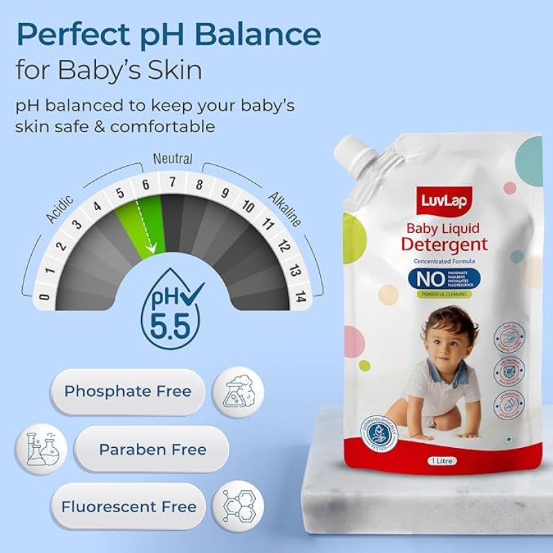 LuvLap Baby Laundry Detergent Refill pack- 1000ml, pH Balanced Dermatologically tested formula, No harsh chemicals, Safe for mommy's hands & baby's skin, Anti Bacterial, Enriched in Aloe Vera LuvLap Baby Laundry Detergent Refill pack- 1000ml, pH Balanced Dermatologically tested formula, No harsh chemicals, Safe for mommy's hands & baby's skin, Anti Bacterial, Enriched in Aloe Vera