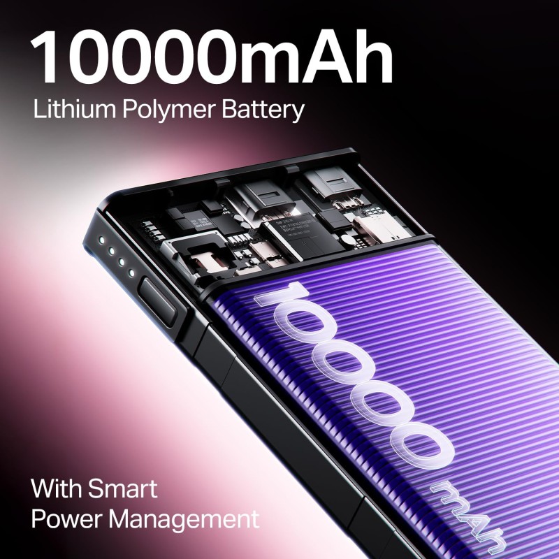 (Refurbished) Boat Energyshroom PB300 10000 mAh 22.5W Fast Charging Power Bank (2X Output Ports, Supports Android,iPhone,Tablets,Earbuds) (Burgundy), USB Type C