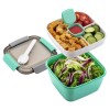 Clazkit Salad Lunch Box Container with Cutlery and Sauce Container with 5 Compartment Bento Style Tray Leak Proof Lunch Box for Food Snack Salad Home Office 1400ml-Pista, Plastic Clazkit Salad Lunch Box Container with Cutlery and Sauce Container with 5 Compartment Bento Style Tray Leak Proof Lunch Box for Food Snack Salad Home Office 1400ml-Pista, Plastic