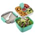 Clazkit Salad Lunch Box Container with Cutlery and Sauce Container with 5 Compartment Bento Style Tray Leak Proof Lunch Box for Food Snack Salad Home Office 1400ml-Pista, Plastic