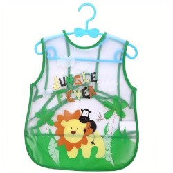 BabyGo Plastic Waterproof Quick Dry Sleeveless Washable Printed Feeding Bibs Apron for New Born Kids & Toddler, Unisex Cute Printed Meal Time Bib Set for Baby Boys & Girls(Pack of 2, Assorted)