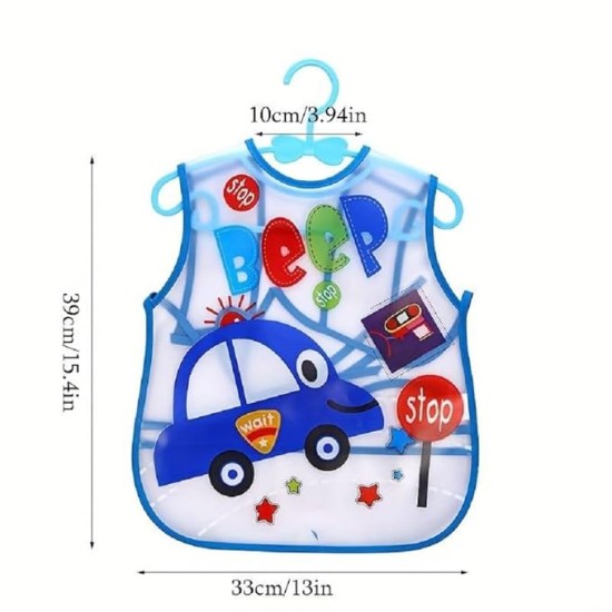 BabyGo Plastic Waterproof Quick Dry Sleeveless Washable Printed Feeding Bibs Apron for New Born Kids & Toddler, Unisex Cute Printed Meal Time Bib Set for Baby Boys & Girls(Pack of 2, Assorted)
