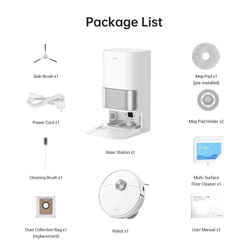 DREAME L10s Ultra Robot Vacuum Cleaner Washer with Self-Cleaning Base Station (Dust Drain, Automatic Cleaning) AI Obstacle Detection 3D, 5300Pa Suction Power, 210 Minutes Battery, WiFi/APP/Alexa DREAME L10s Ultra Robot Vacuum Cleaner Washer with Self-Cleaning Base Station (Dust Drain, Automatic Cleaning) AI Obstacle Detection 3D, 5300Pa Suction Power, 210 Minutes Battery, WiFi/APP/Alexa