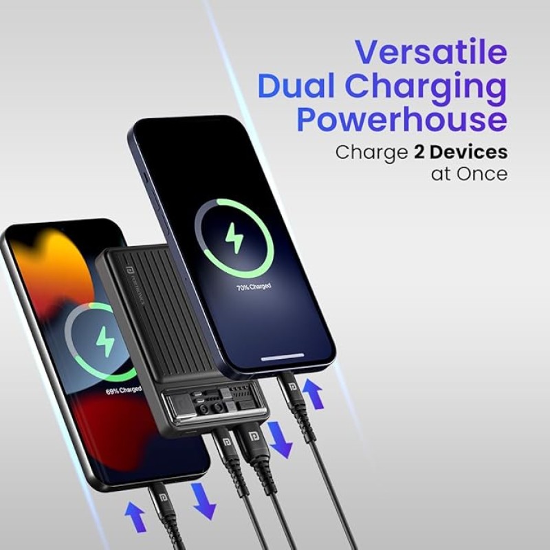 Portronics Luxcell Mini 10K Advanced 10000 mAh Nano Power Bank with 22.5W Max Output, LED Indicator, Mach USB-A Output, Type C PD Output, Type C Input, Wake Up Button(Black) Portronics Luxcell Mini 10K Advanced 10000 mAh Nano Power Bank with 22.5W Max Output, LED Indicator, Mach USB-A Output, Type C PD Output, Type C Input, Wake Up Button(Black)