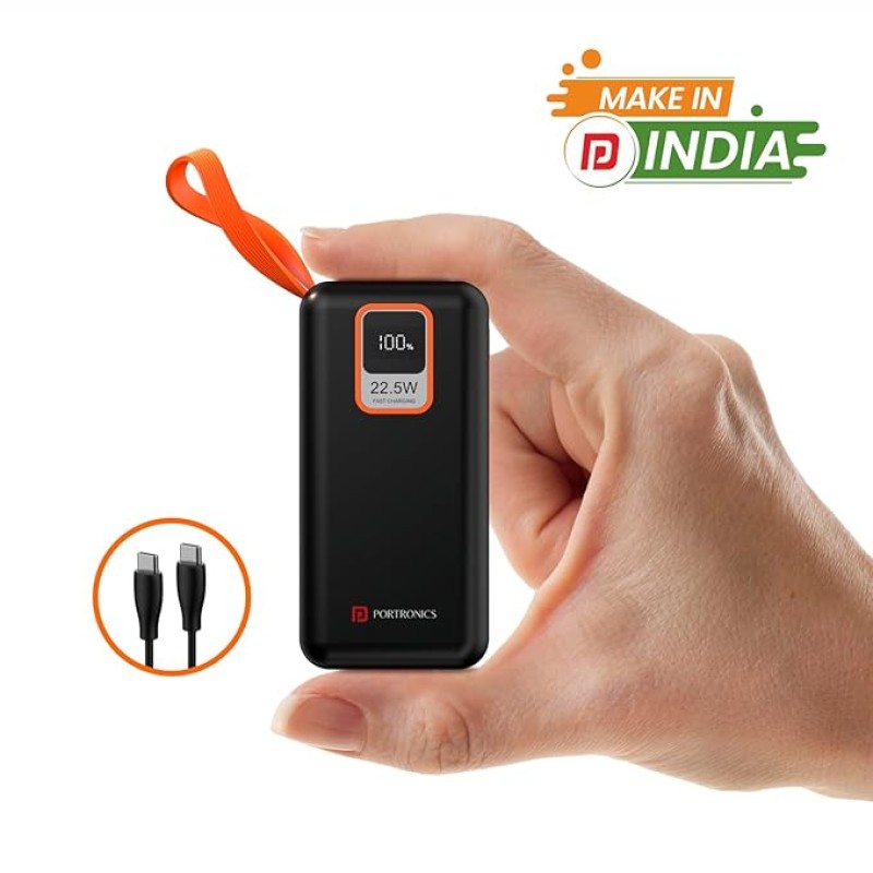 Portronics Ampbox 10K 10000 mAh Nano Power Bank with 22.5W Fast Charging, Digital Display, Dual Output(Type C PD + USB), Type C Input, Wake Up Button(Black) Portronics Ampbox 10K 10000 mAh Nano Power Bank with 22.5W Fast Charging, Digital Display, Dual Output(Type C PD + USB), Type C Input, Wake Up Button(Black)