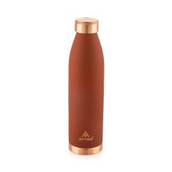 Attro Setu 1000ml Copper Bottle Matte Finish Authentic Bottle Improve Your Immunity, Brain, Nervous System & Healthy Skin Natural Ayurveda Benefits-Rust Orange