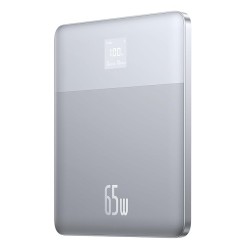 Baseus Blade2 12000mAh 65W Fast-Charging Power Bank – Ultra Slim with Digital Display, Dual Type-C PD Output – Horizon Silver (with 100W Type-C Cable)