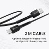 Portronics Konnect X 3A Unbreakable Nylon Braided USB to Type C Fast Charging Cable 2M Long, Supports All Type C Smartphones and Devices(Black) Portronics Konnect X 3A Unbreakable Nylon Braided USB to Type C Fast Charging Cable 2M Long, Supports All Type C Smartphones and Devices(Black)