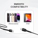 Portronics Konnect X USB to 8 Pin/Lightning Fast Charging Cable with 3A Output,Data Sync,Nylon Braided, Aluminium Alloy Shell, Compatible With iPhone 14,13,12,11, X, 8 Pro/Pro Max Series, iPad (Black)