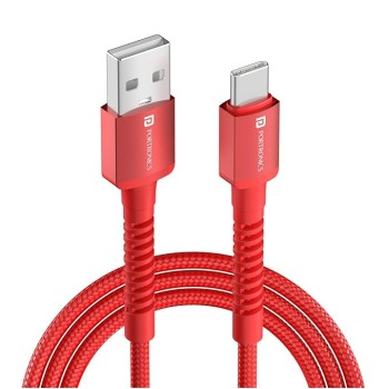 Portronics Konnect X 60W 6A USB-A to Type C Fast Charging Cable With WARP/DASH/VOOC/SuperVOOC/FLASH Charging Support, Compatible with OnePlus, Oppo, iPhone 15 & other Type C Smartphone & Devices(Red)