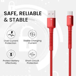 Portronics Konnect X 60W 6A USB-A to Type C Fast Charging Cable With WARP/DASH/VOOC/SuperVOOC/FLASH Charging Support, Compatible with OnePlus, Oppo, iPhone 15 & other Type C Smartphone & Devices(Red) Portronics Konnect X 60W 6A USB-A to Type C Fast Charging Cable With WARP/DASH/VOOC/SuperVOOC/FLASH Charging Support, Compatible with OnePlus, Oppo, iPhone 15 & other Type C Smartphone & Devices(Red)