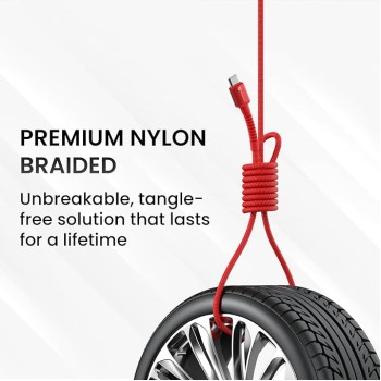 Portronics Konnect X 60W 6A USB-A to Type C Fast Charging Cable With WARP/DASH/VOOC/SuperVOOC/FLASH Charging Support, Compatible with OnePlus, Oppo, iPhone 15 and other Type C Smartphone and Devices(Red)