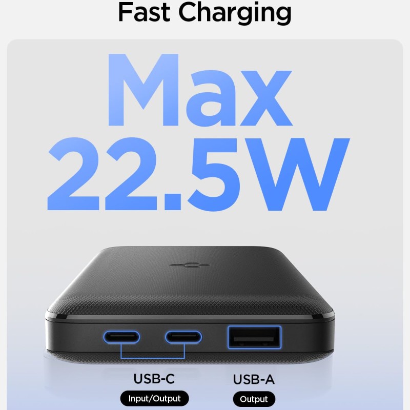 (Refurbished) Spigen ArcPack 10000mAh Power Bank, PD3.0, Fast Charging, 22.5W Max Output, 2 Type-C Ports, 1 USB-A Port - (ABS+PC, Black) (Black, PA2301) (Refurbished) Spigen ArcPack 10000mAh Power Bank, PD3.0, Fast Charging, 22.5W Max Output, 2 Type-C Ports, 1 USB-A Port - (ABS+PC, Black) (Black, PA2301)